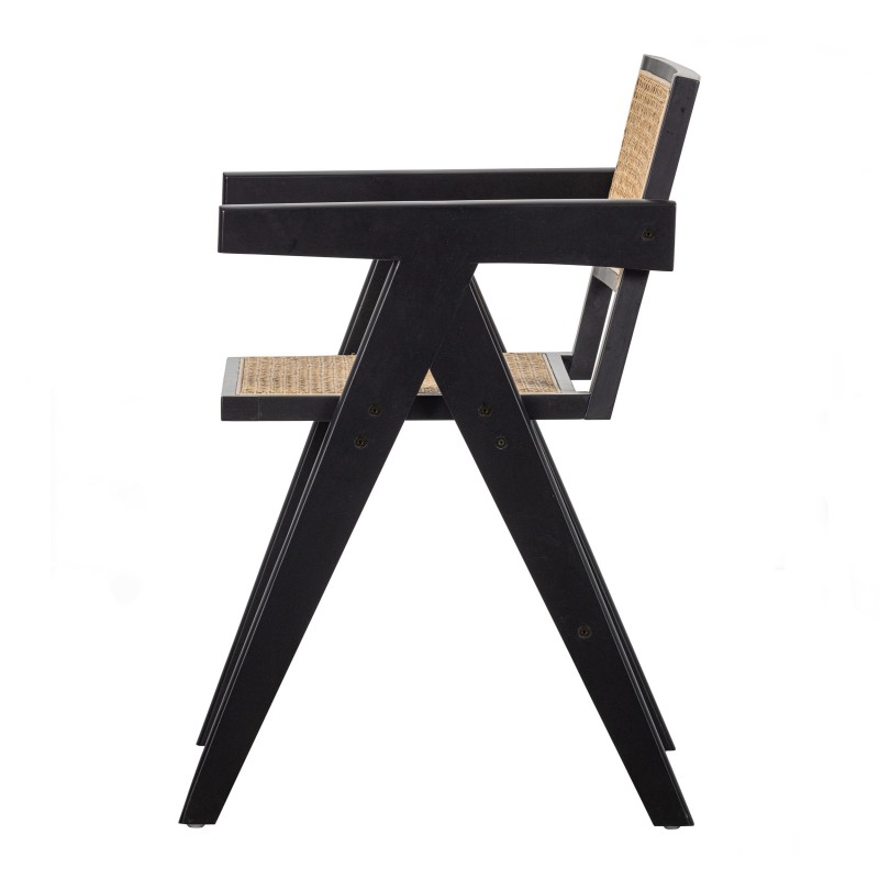 ARTD BLACK RATTAN AND WOOD DINING CHAIR    - CHAIRS, STOOLS